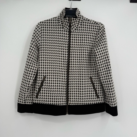 Chico's Travelers Women's Size 0 (S) Jacket Black White Houndstooth Full Zip - Picture 8 of 8